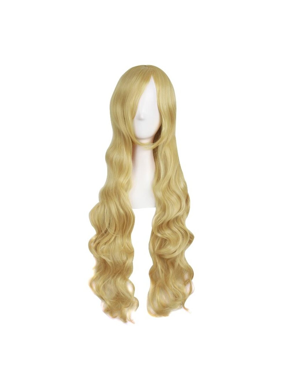Women's Mixed Golden 32 Inch Long Hair Spiral Curly Cosplay Wigs With Side Bangs